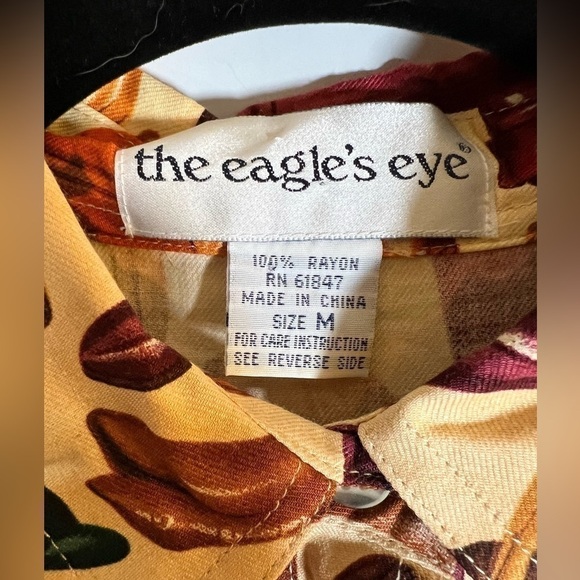 Vintage 90s Eagle's Eye tan button-up equestrian western boots szM blouse preppy - Picture 4 of 7